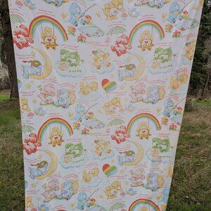 Vtg 80s Care Bears Twin Size Care Bears Flat Sheet 65" x 95" American Greetings